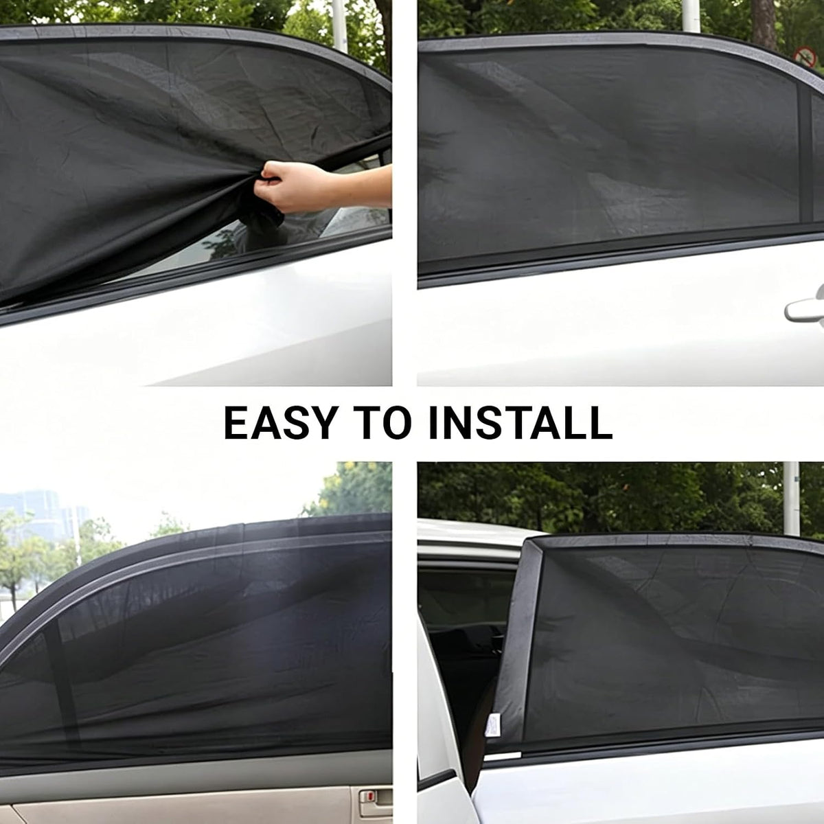 4 PCS Car Window Sun Shade Cover, Breathable Mesh Side Window Sunshades, UV Glare Protection Privacy Screens, Newcar Window Screens, Cover Full Window Universal for Most Cars Suvs