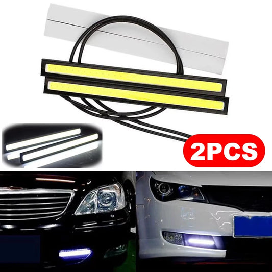 2Pcs Ultra Thin Bright LED Car COB Daytime Running Lights Waterproof Night Lighting Decorative Ambient Lamp Bar 12V Universal