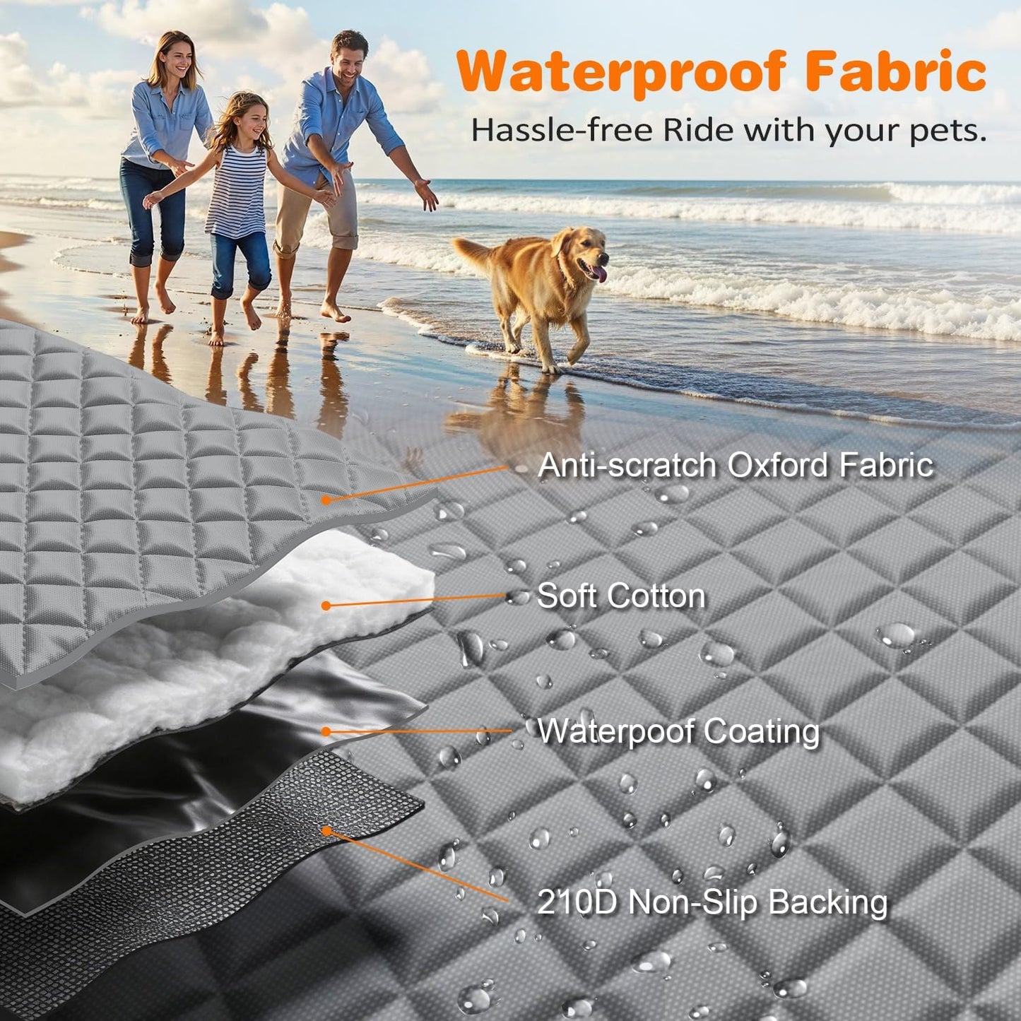 4 in 1 Dog Car Seat Cover for Back Seat, Waterproof Hammock