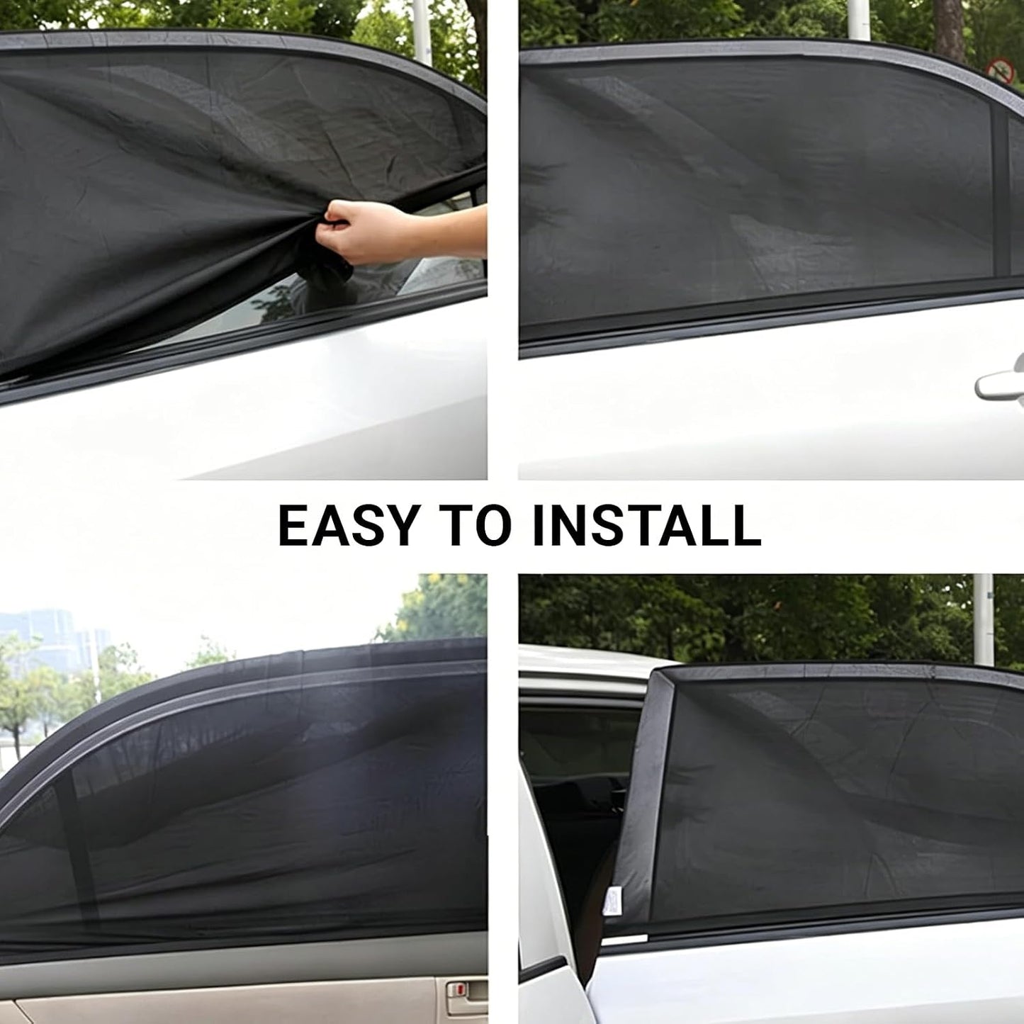 4 PCS Car Window Sun Shade Cover, Breathable Mesh Side Window Sunshades, UV Glare Protection Privacy Screens, Newcar Window Screens, Cover Full Window Universal for Most Cars Suvs