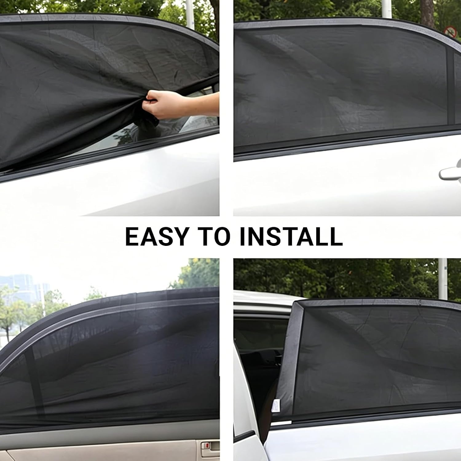 4 PCS Car Window Sun Shade Cover, Breathable Mesh Side Window Sunshades, UV Glare Protection Privacy Screens, Newcar Window Screens, Cover Full Window Universal for Most Cars Suvs