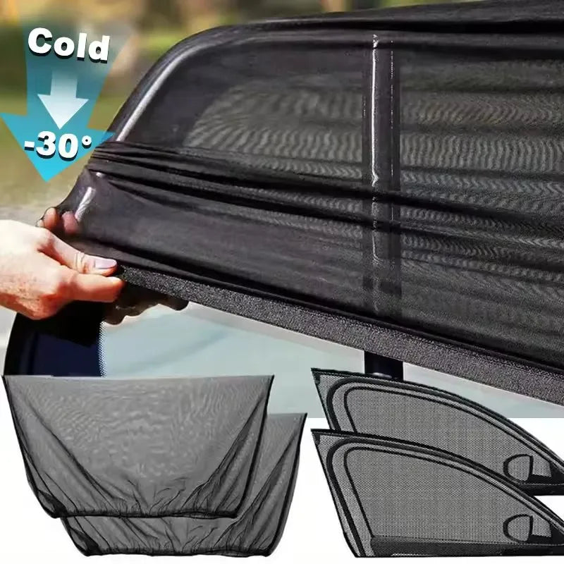 4PC Universal Side Window Sunshade Mesh Visor Protection Privacy Mosquito Mesh Net Curtains UV Protect Car Interior Accessories