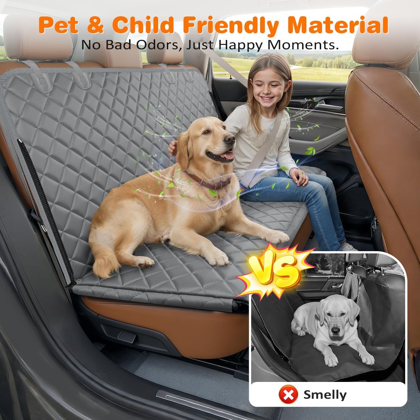4 in 1 Dog Car Seat Cover for Back Seat, Waterproof Hammock