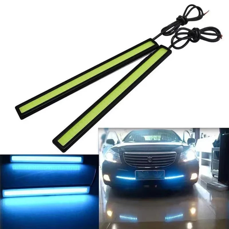 2Pcs Ultra Thin Bright LED Car COB Daytime Running Lights Waterproof Night Lighting Decorative Ambient Lamp Bar 12V Universal