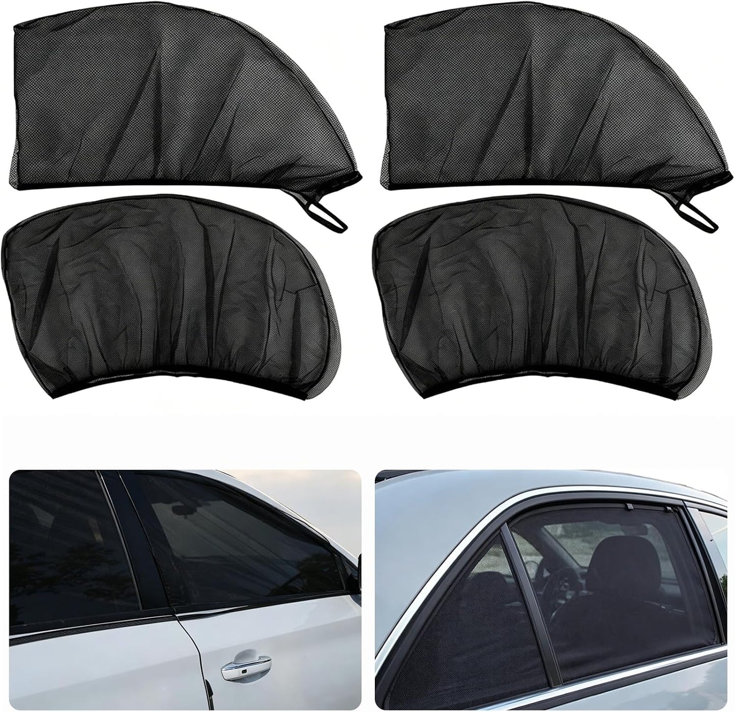 4 PCS Car Window Sun Shade Cover, Breathable Mesh Side Window Sunshades, UV Glare Protection Privacy Screens, Newcar Window Screens, Cover Full Window Universal for Most Cars Suvs