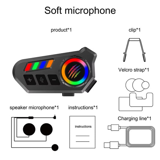 Wireless Bluetooth 5.4 Helmet Headset Hands-Free Call Motorcycle Earphone Waterproof MP3 Music Player Speaker Kit for Moto