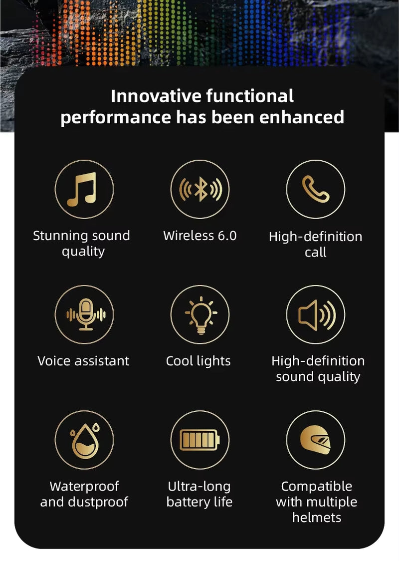 Wireless Bluetooth 5.4 Helmet Headset Hands-Free Call Motorcycle Earphone Waterproof MP3 Music Player Speaker Kit for Moto