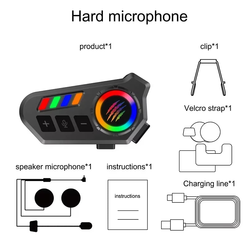 Wireless Bluetooth 5.4 Helmet Headset Hands-Free Call Motorcycle Earphone Waterproof MP3 Music Player Speaker Kit for Moto