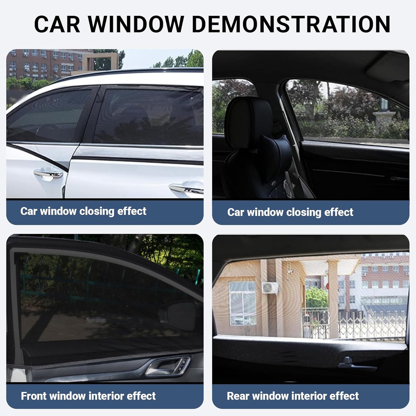 4 PCS Car Window Sun Shade Cover, Breathable Mesh Side Window Sunshades, UV Glare Protection Privacy Screens, Newcar Window Screens, Cover Full Window Universal for Most Cars Suvs