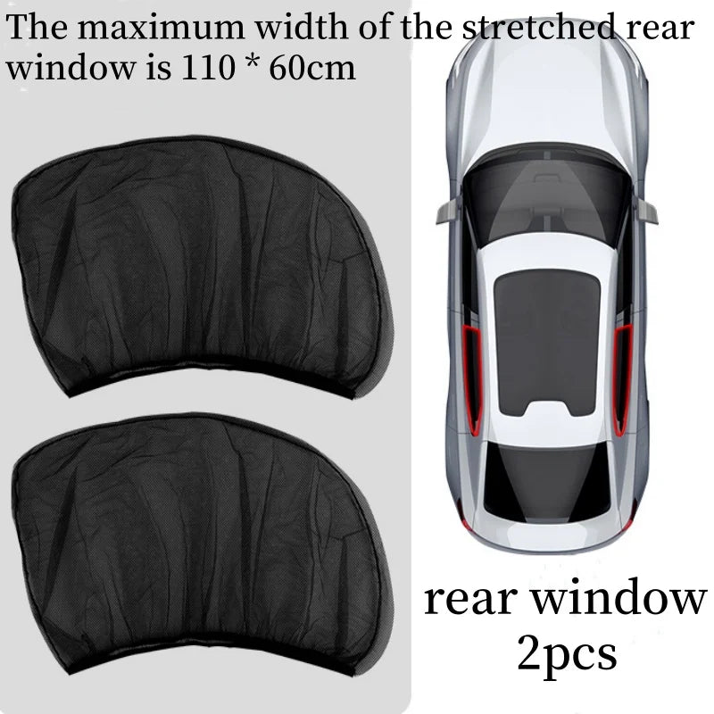 4PC Universal Side Window Sunshade Mesh Visor Protection Privacy Mosquito Mesh Net Curtains UV Protect Car Interior Accessories
