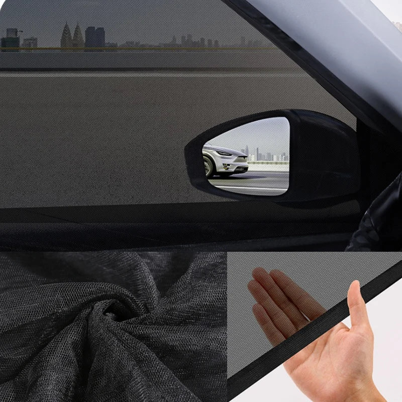 4PC Universal Side Window Sunshade Mesh Visor Protection Privacy Mosquito Mesh Net Curtains UV Protect Car Interior Accessories